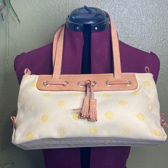 Dooney and Bourne yellow polka dot shoulder bag - Picture 2 of 9